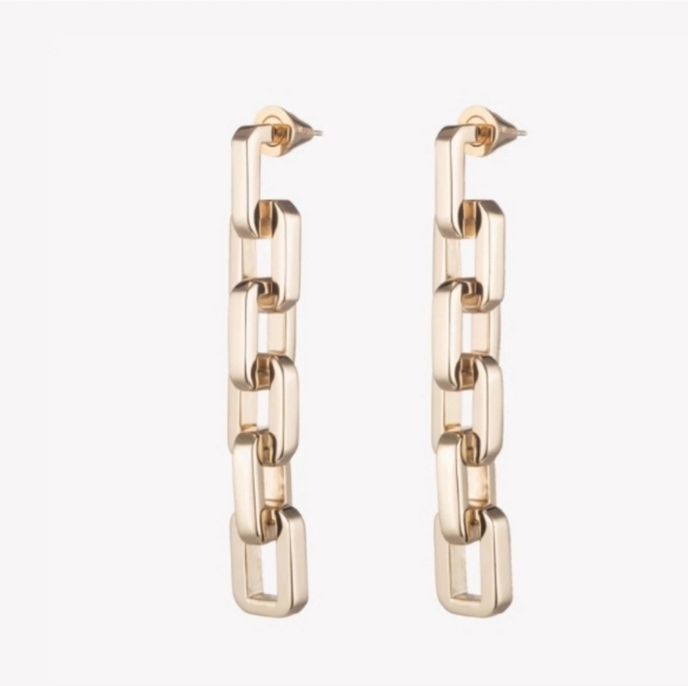 Eddie Borgo - 12k Gold Plated Supra Link Drop Earrings